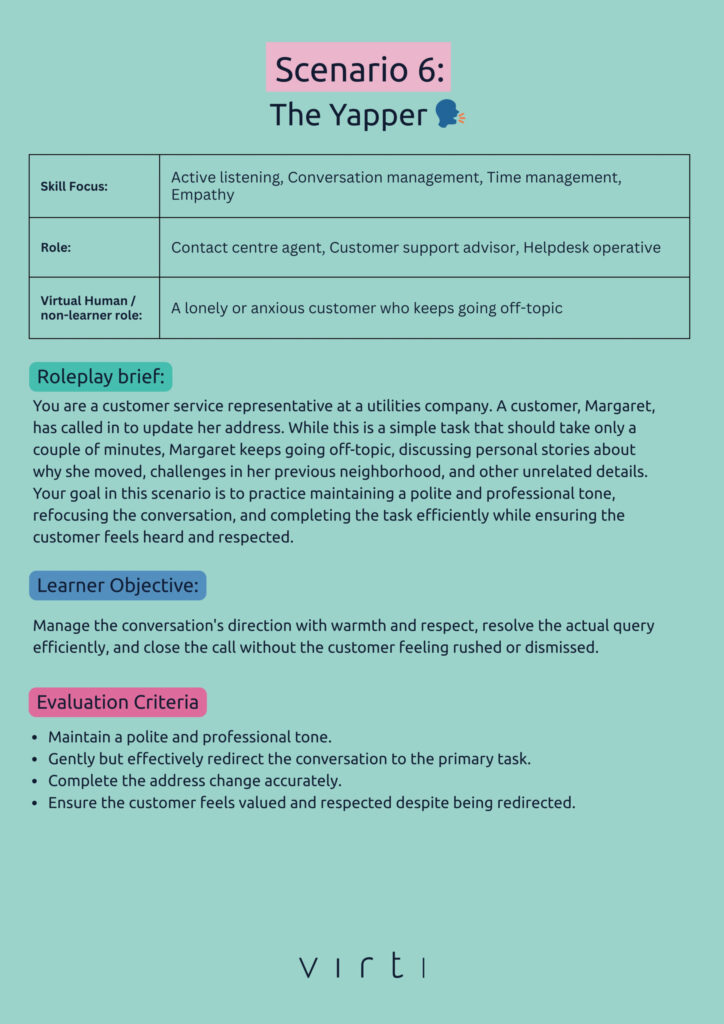 customer service scenarios for role plays